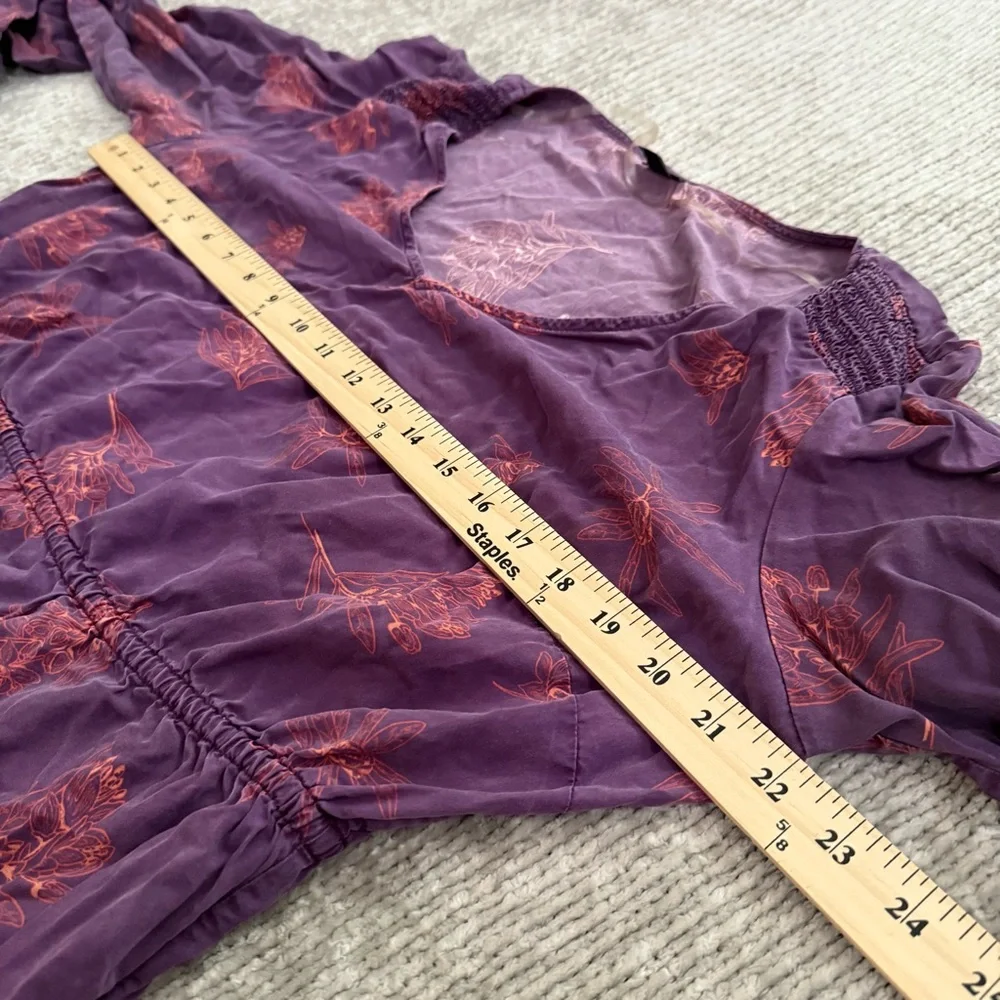 Patagonia Purple Floral V-Neck Dress XL Tencel Long‎ Sleeve Pockets Lightweight